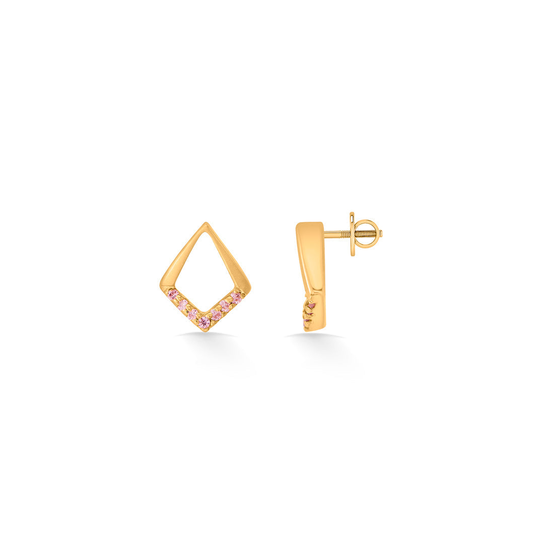 Diamond Halo Gold Stud Earrings for Women