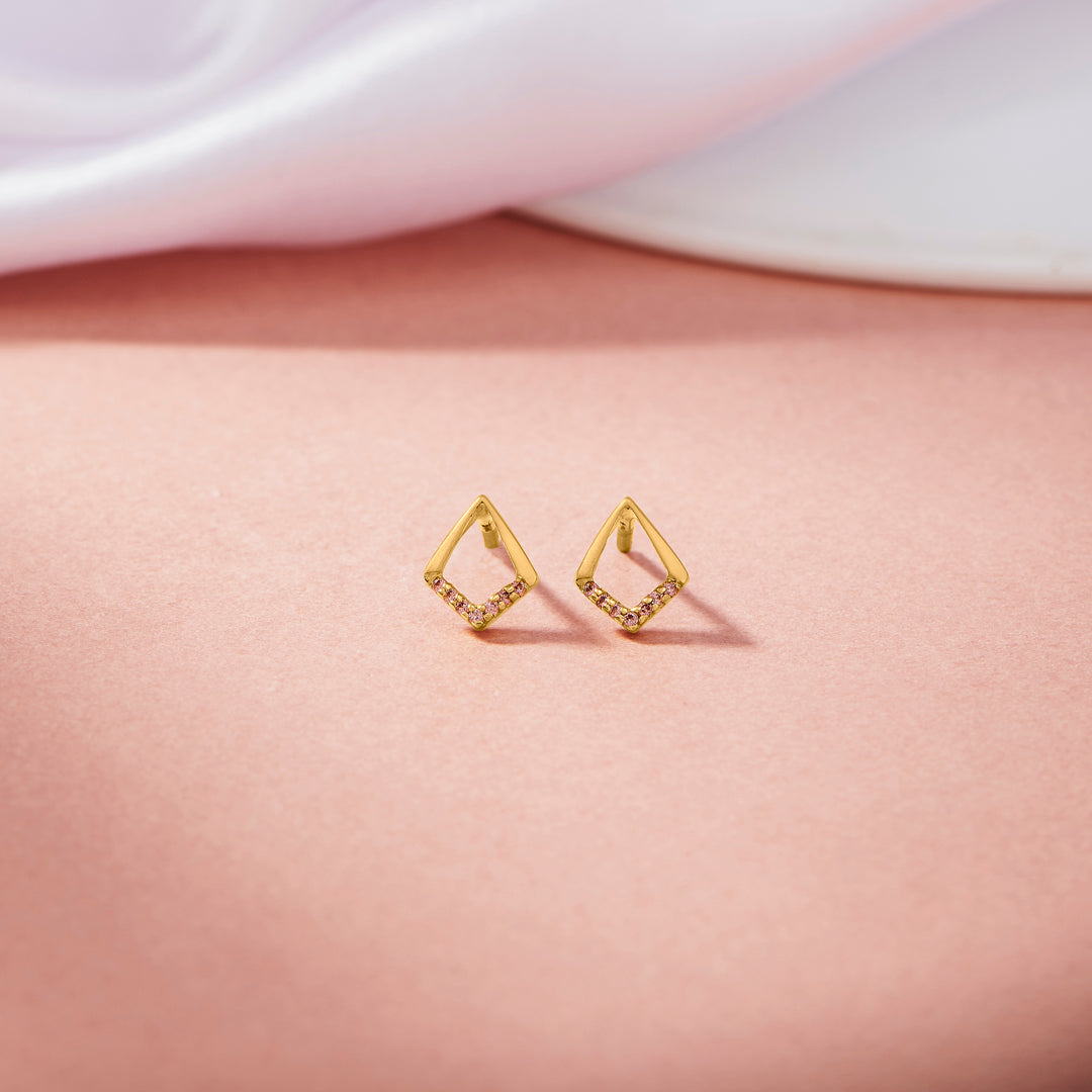 Diamond Halo Gold Stud Earrings for Women