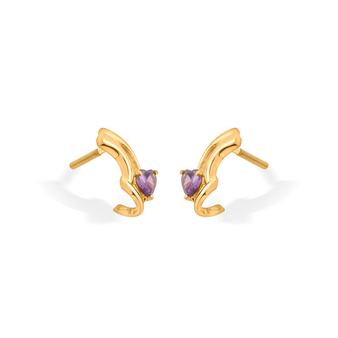 Violet Muse Gold Stud Earrings for Women
