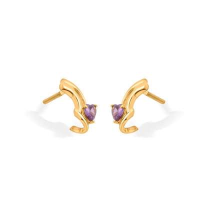 Violet Muse Gold Stud Earrings for Women