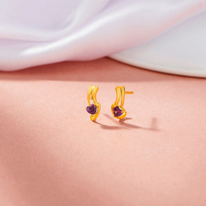 Violet Muse Gold Stud Earrings for Women