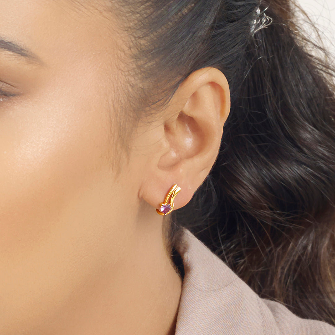 Violet Muse Gold Stud Earrings for Women
