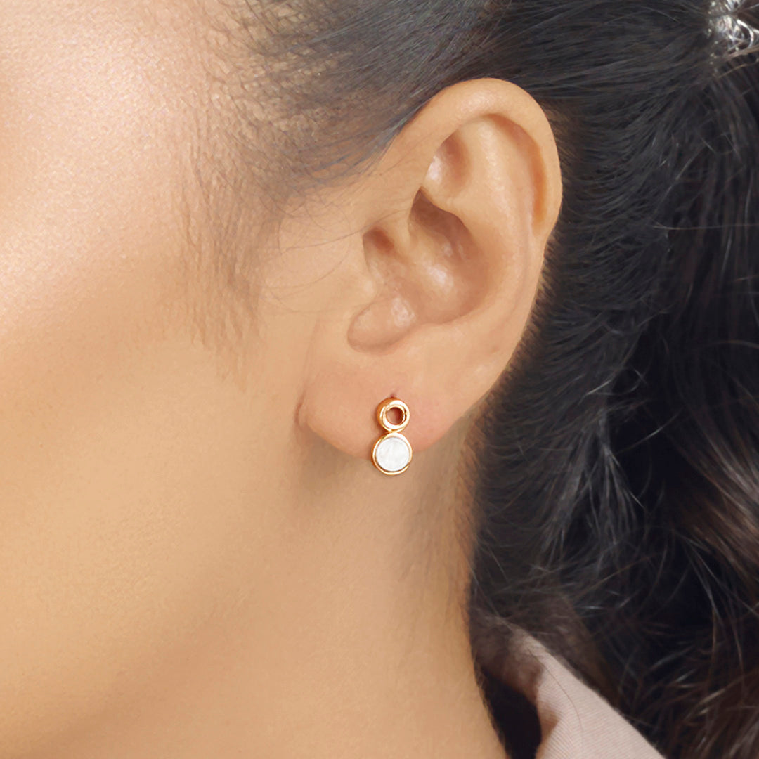 Sunbeam Duo Gold Stud Earrings for Women