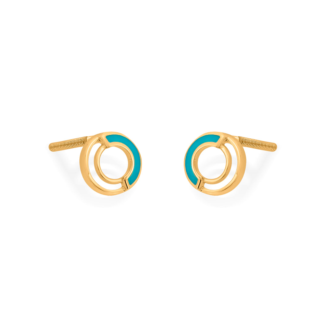 Aqua Halo Gold Stud Earrings for Women