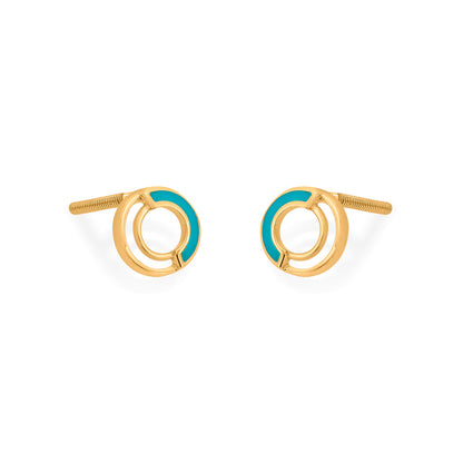 Aqua Halo Gold Stud Earrings for Women