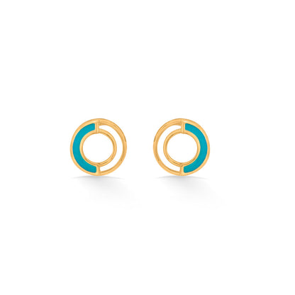 Aqua Halo Gold Stud Earrings for Women