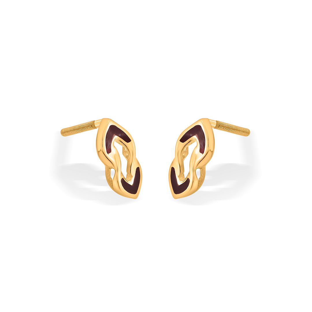 Midnight Form Gold Stud Earrings for Women