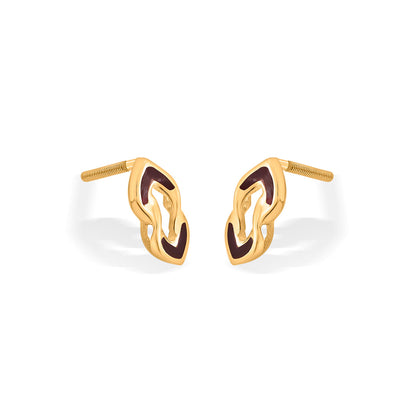 Midnight Form Gold Stud Earrings for Women