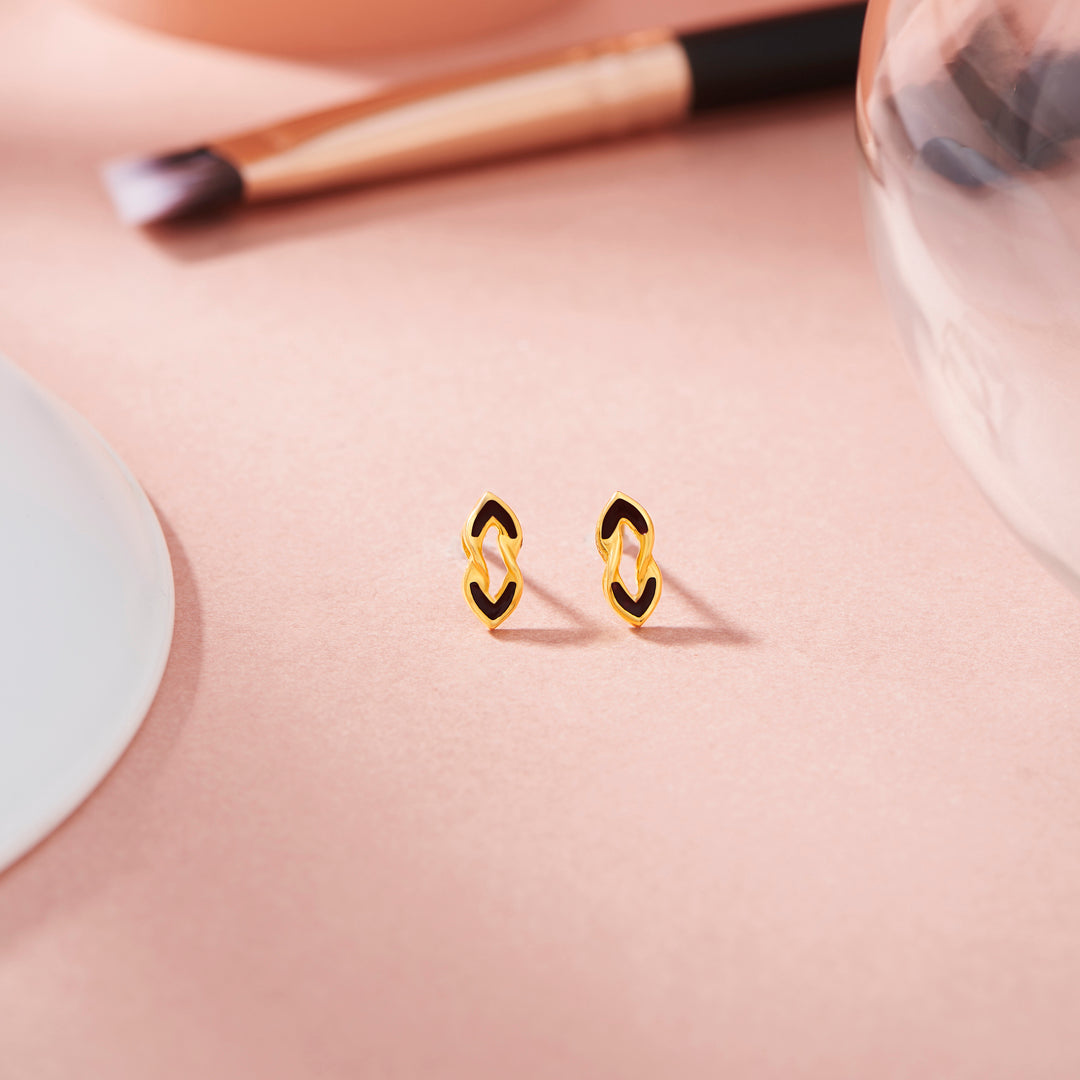 Midnight Form Gold Stud Earrings for Women