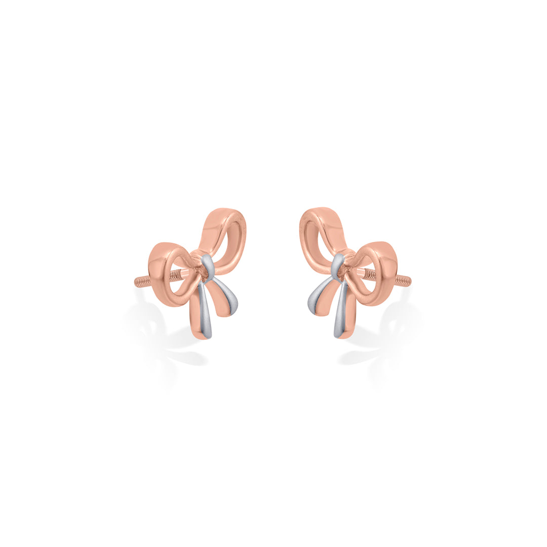Dusk Ribbon Gold Stud Earrings for Women