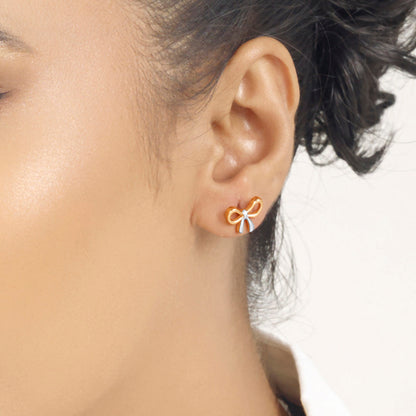 Dusk Ribbon Gold Stud Earrings for Women