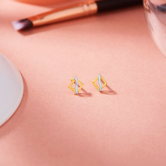 Art Twist Gold Stud Earrings for Women