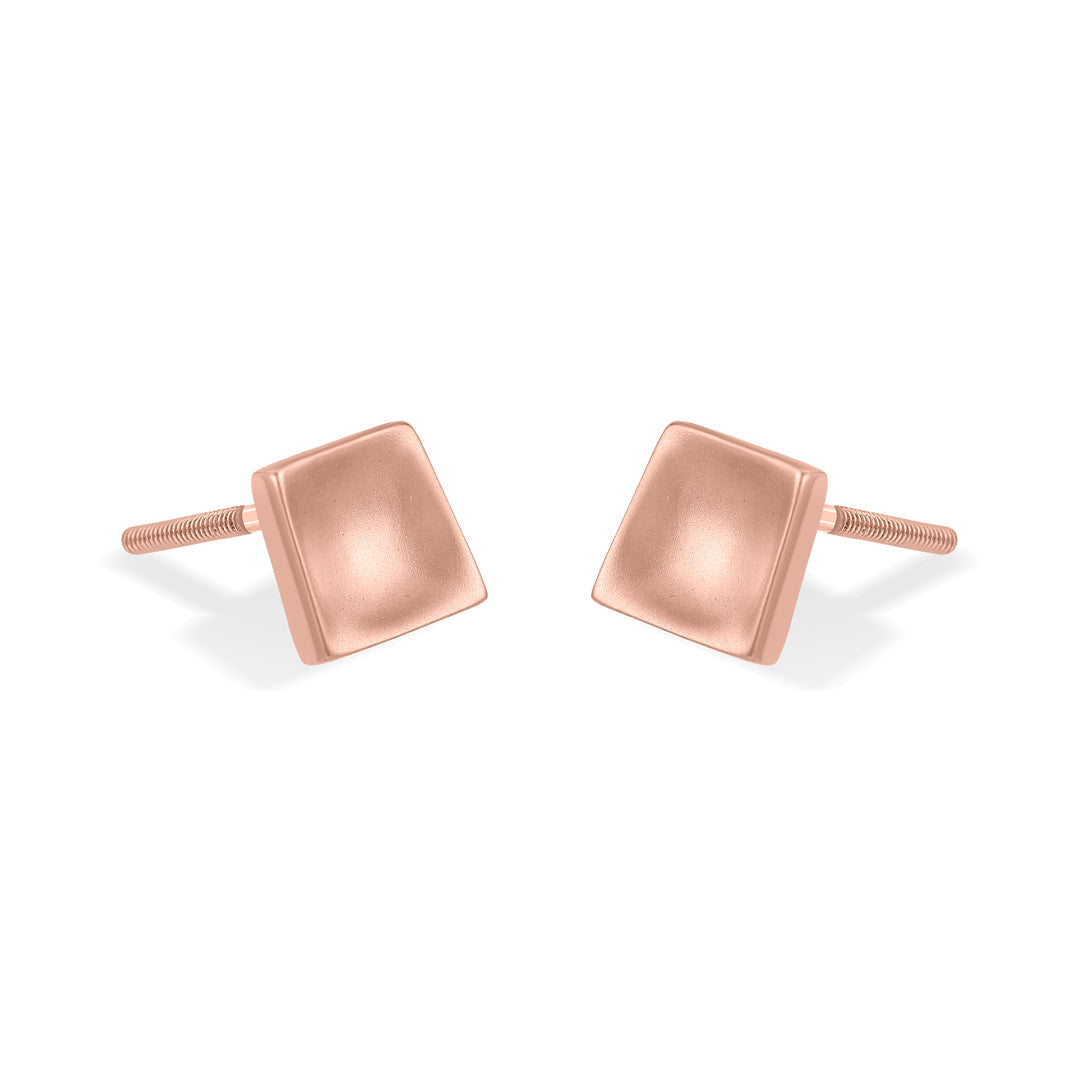 Modern Block Gold Stud Earrings for Women