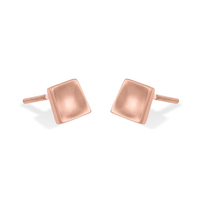 Modern Block Gold Stud Earrings for Women