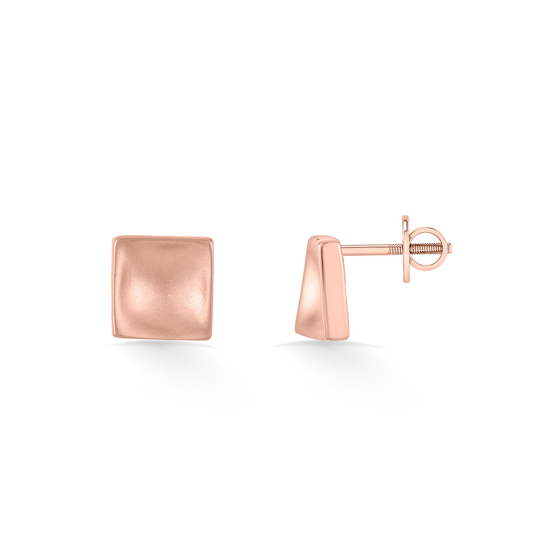 Modern Block Gold Stud Earrings for Women