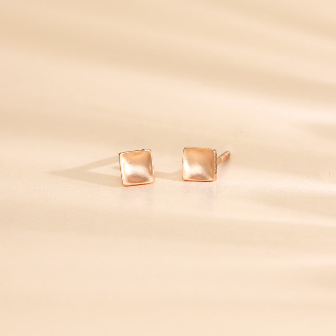 Modern Block Gold Stud Earrings for Women