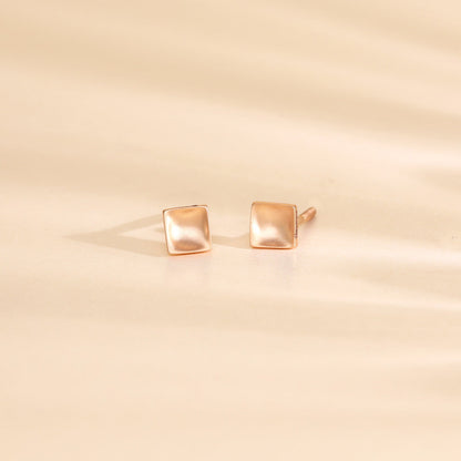 Modern Block Gold Stud Earrings for Women
