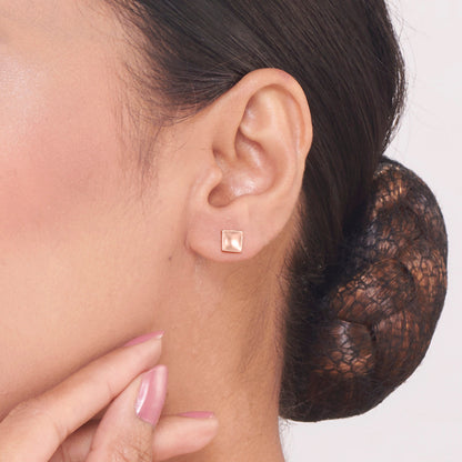 Modern Block Gold Stud Earrings for Women