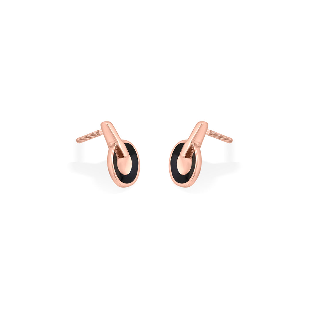 Noir Halo Gold Stud Earrings for Women