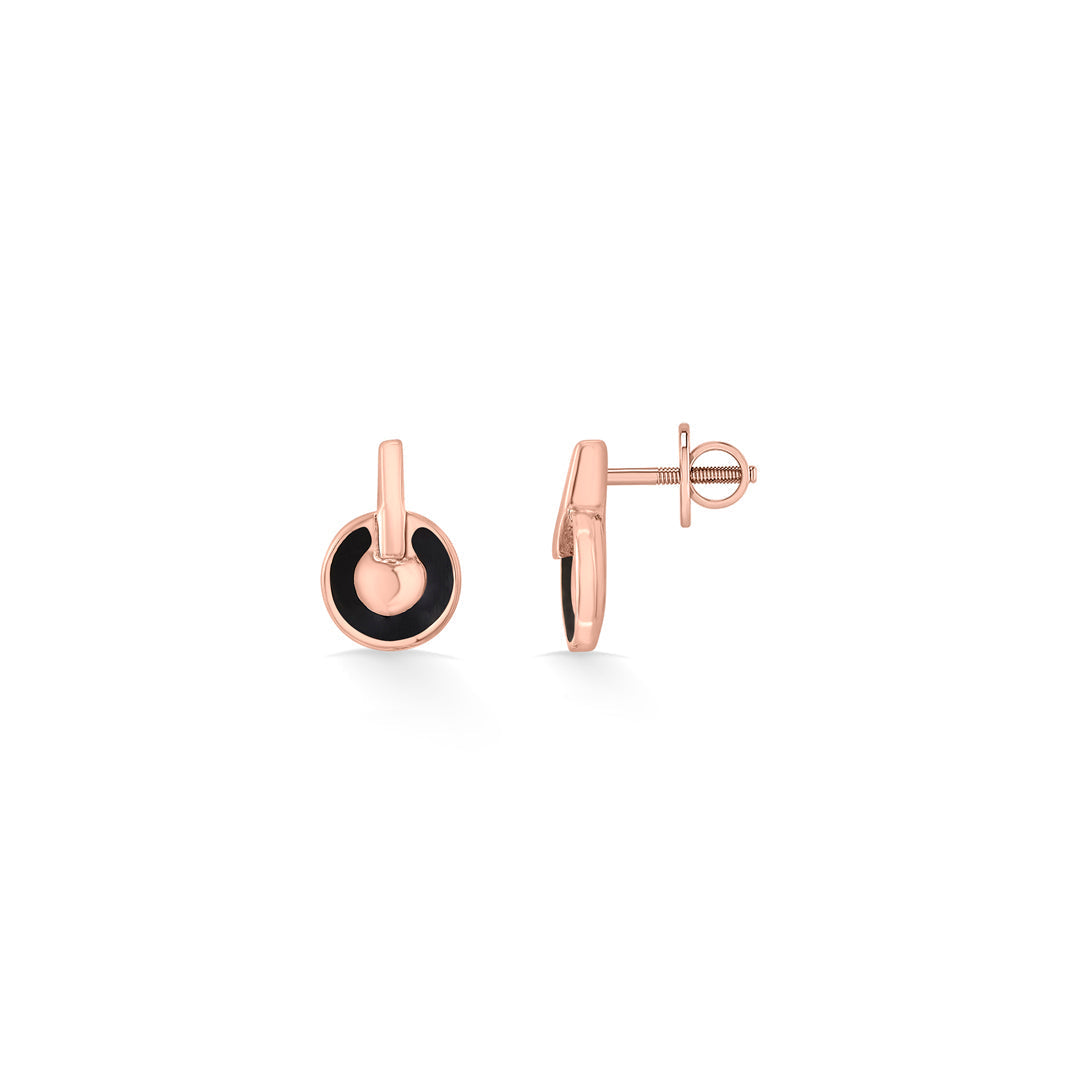 Noir Halo Gold Stud Earrings for Women