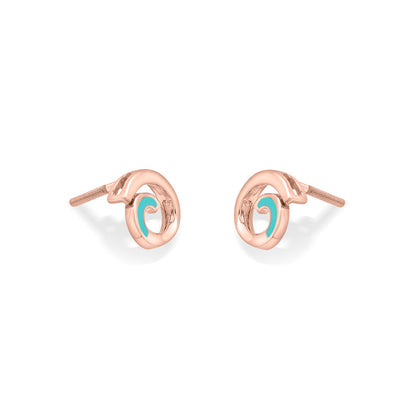 Ocean Wave Gold Stud Earrings for Women