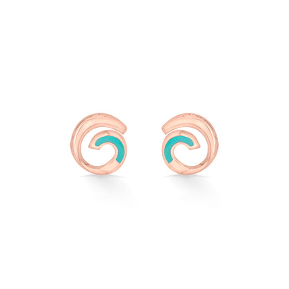 Ocean Wave Gold Stud Earrings for Women