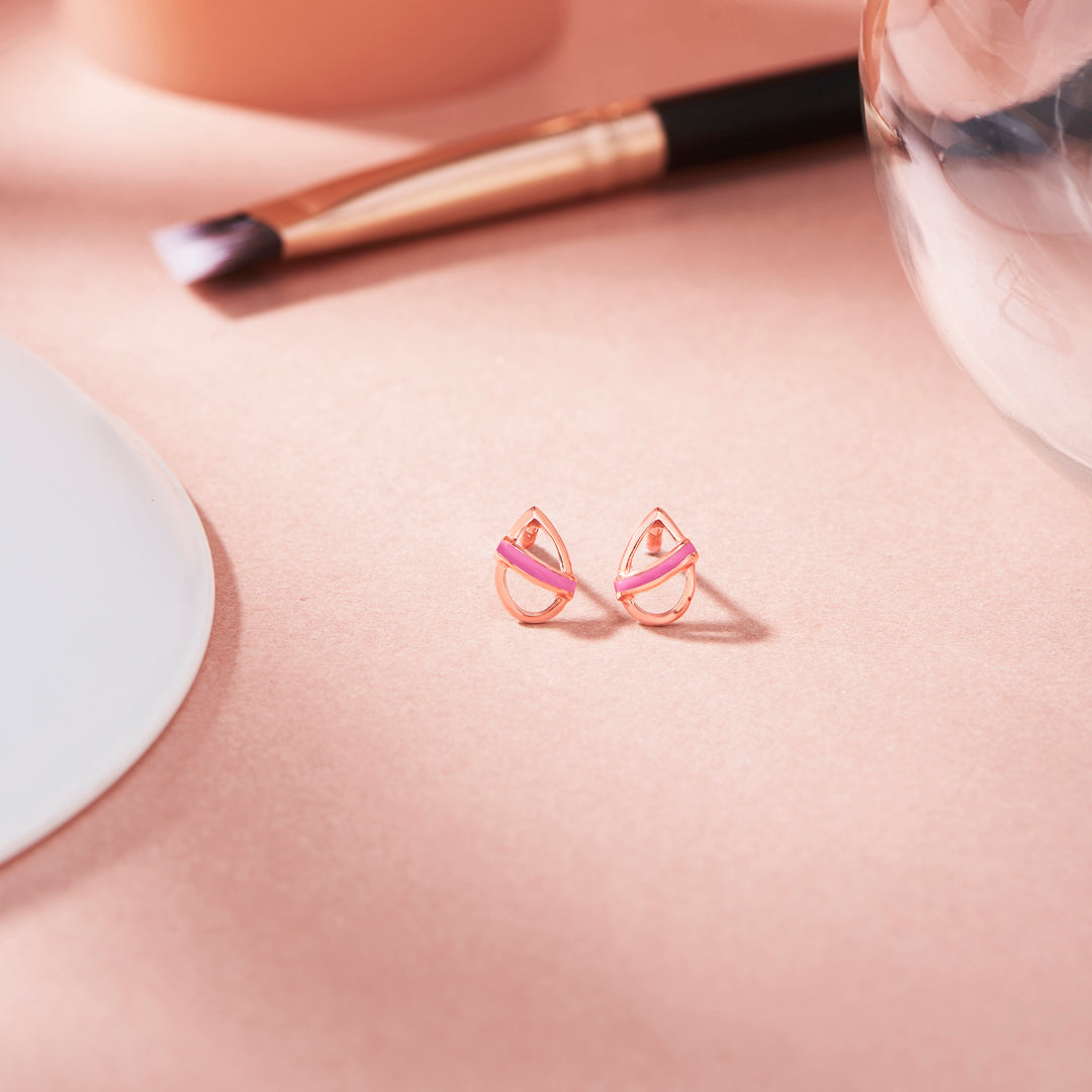 Rosé Touch Gold Stud Earrings for Women