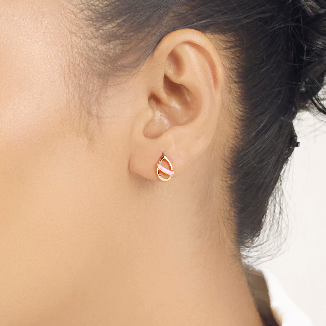 Rosé Touch Gold Stud Earrings for Women