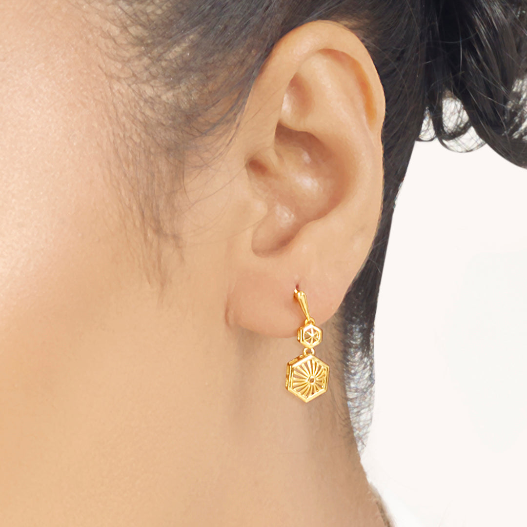 Hexa Glow Gold Drops & Danglers Earrings for Women