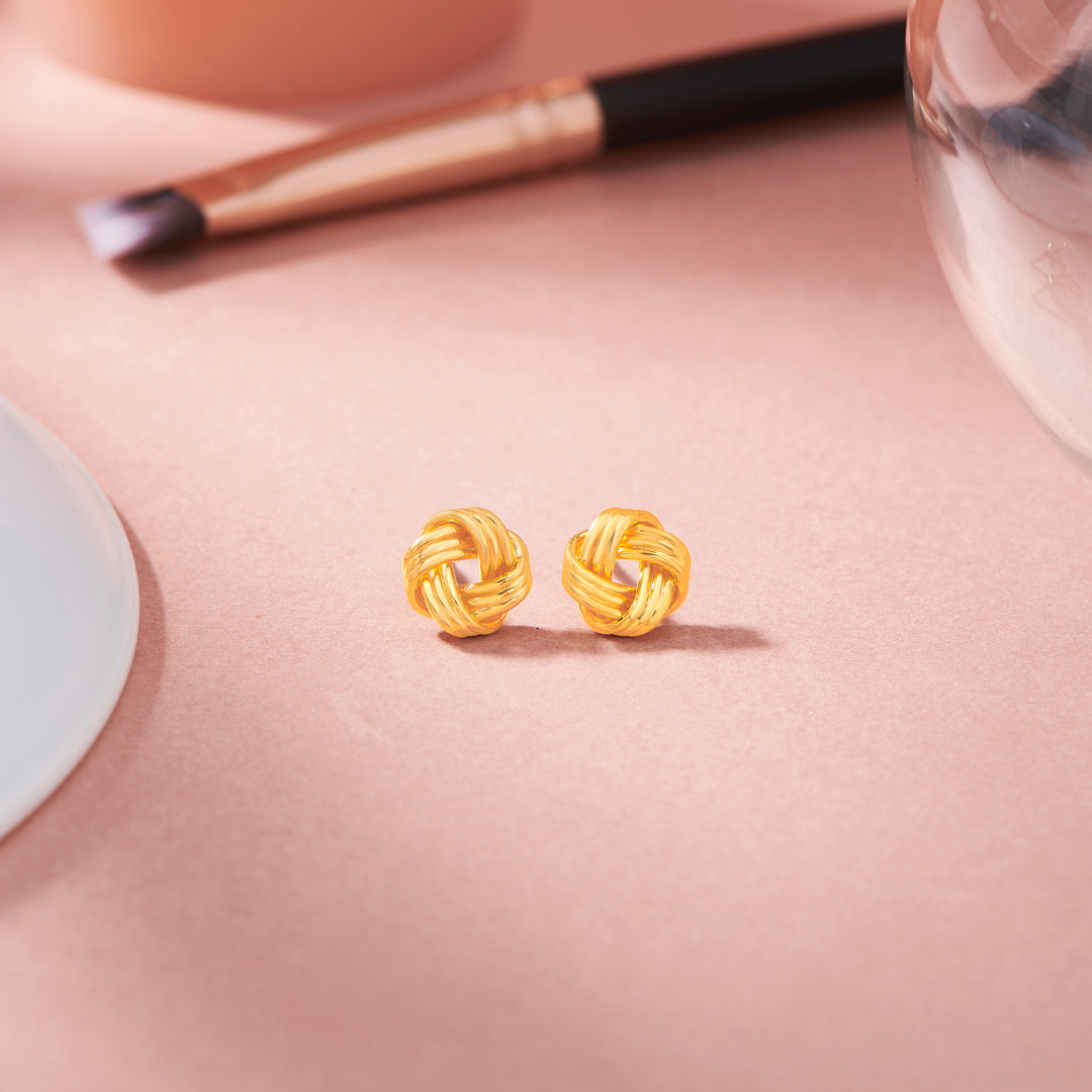 Soft Knot Gold Stud Earrings for Women