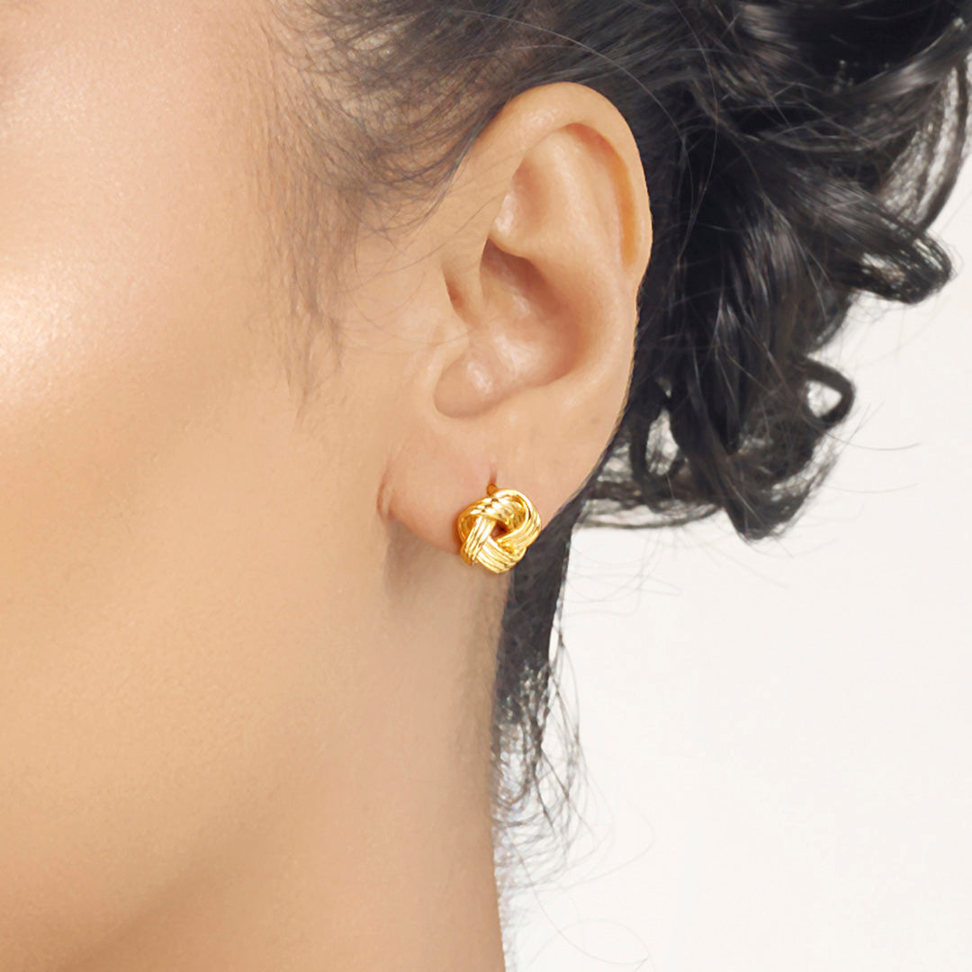 Soft Knot Gold Stud Earrings for Women
