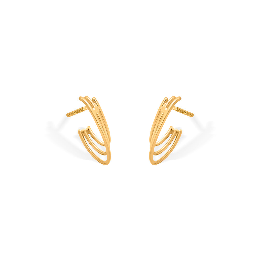 Trio Crescent Gold Hoops & Huggies Earrings for Women