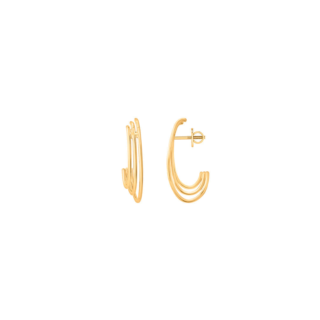 Trio Crescent Gold Hoops & Huggies Earrings for Women