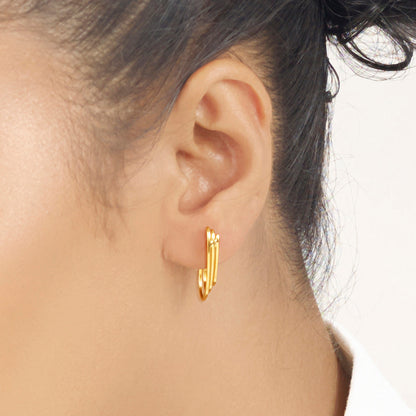 Trio Crescent Gold Hoops & Huggies Earrings for Women