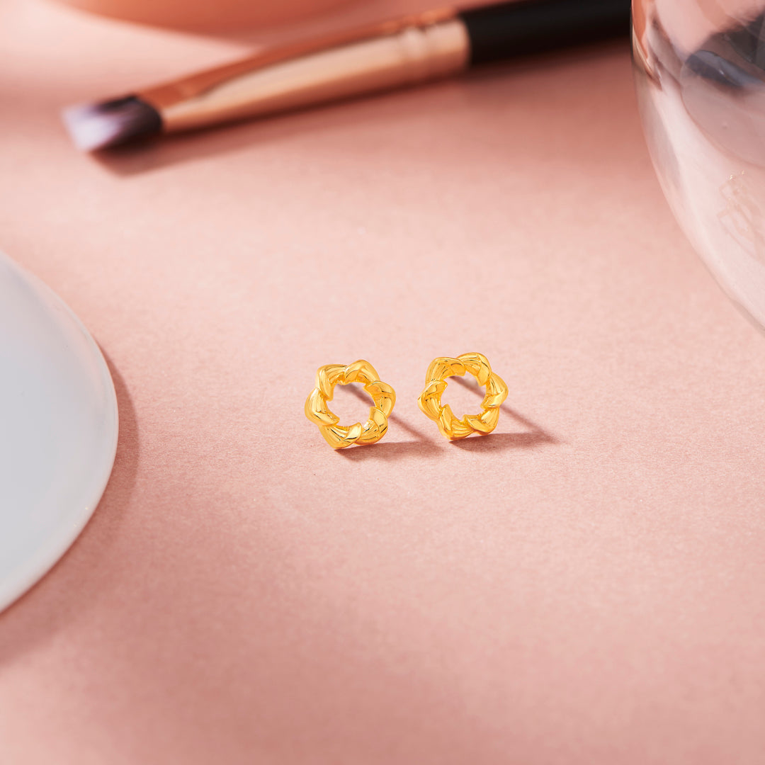 Geometric Bloom Gold Stud Earrings for Women