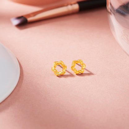 Geometric Bloom Gold Stud Earrings for Women