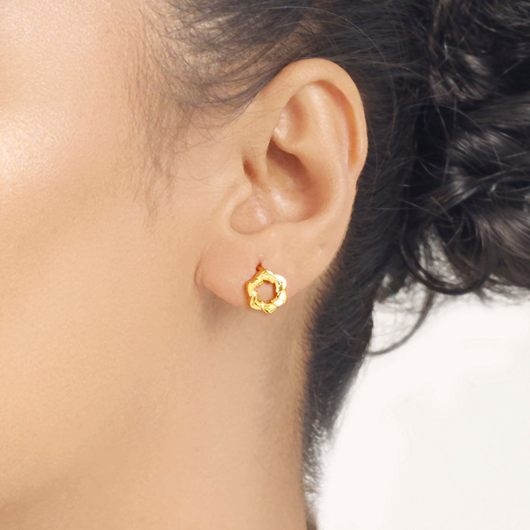 Geometric Bloom Gold Stud Earrings for Women