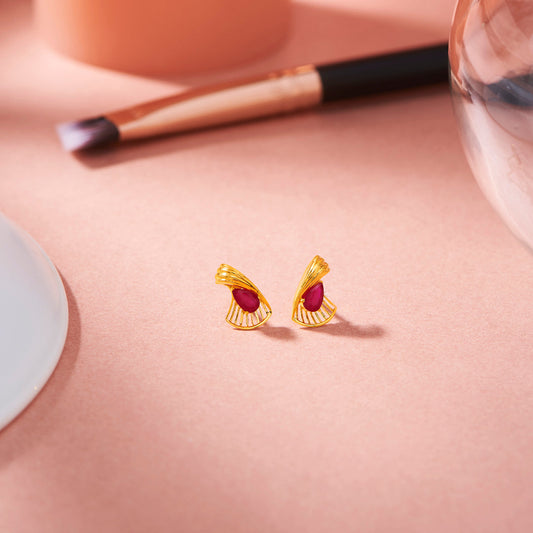 Regal Spark Gold Stud Earrings for Women
