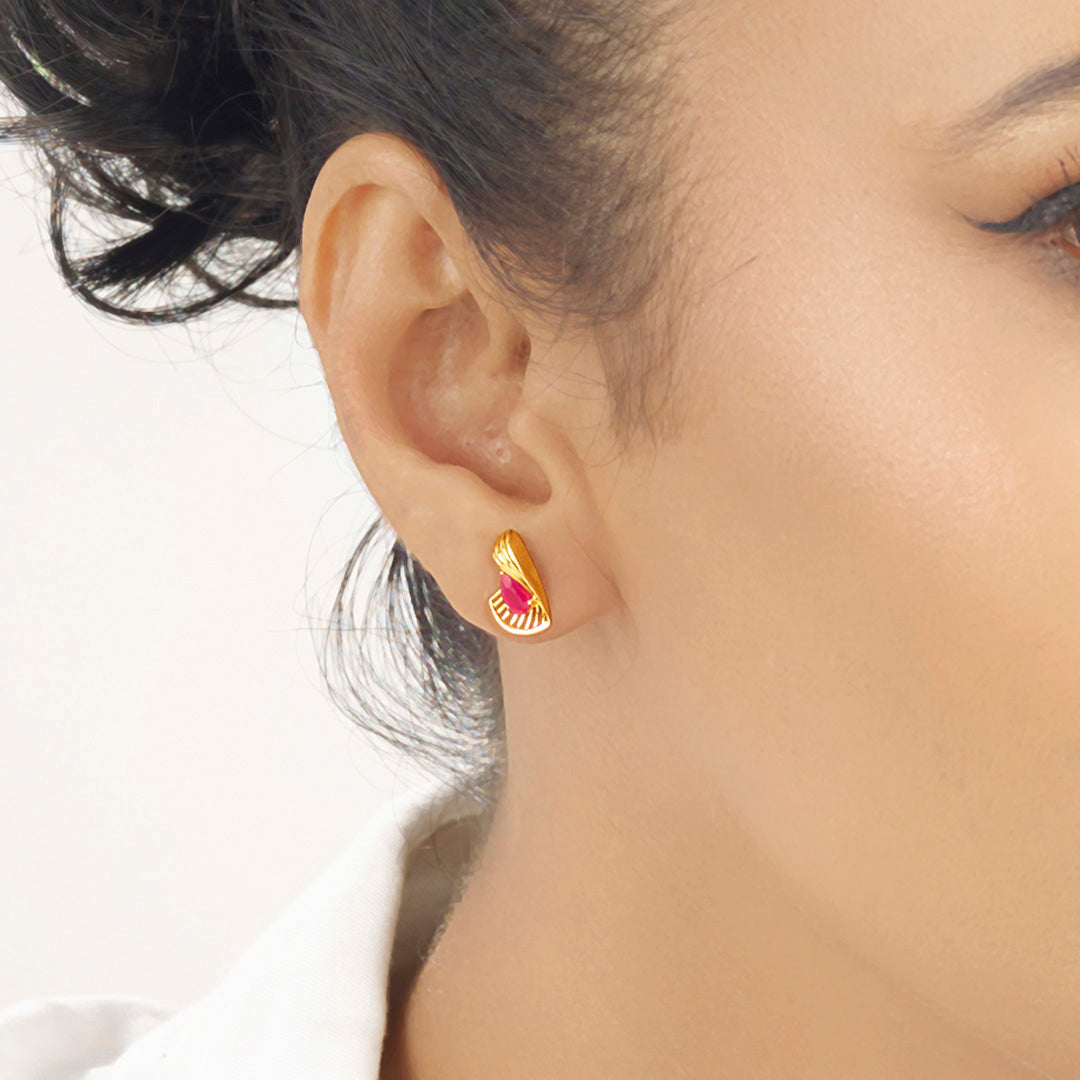 Regal Spark Gold Stud Earrings for Women