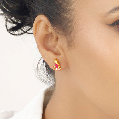 Regal Spark Gold Stud Earrings for Women