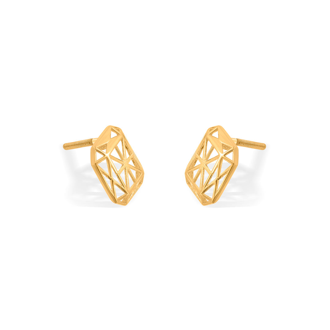 Emerald Outline Gold Stud Earrings for Women