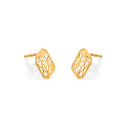 Emerald Outline Gold Stud Earrings for Women