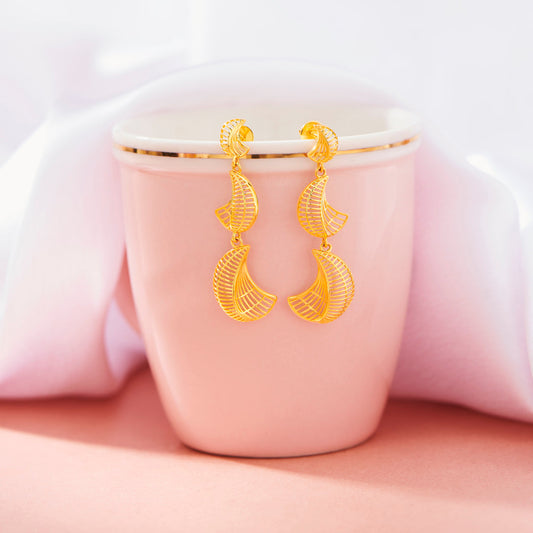 Lunar Weave Gold Drops & Danglers Earrings for Women
