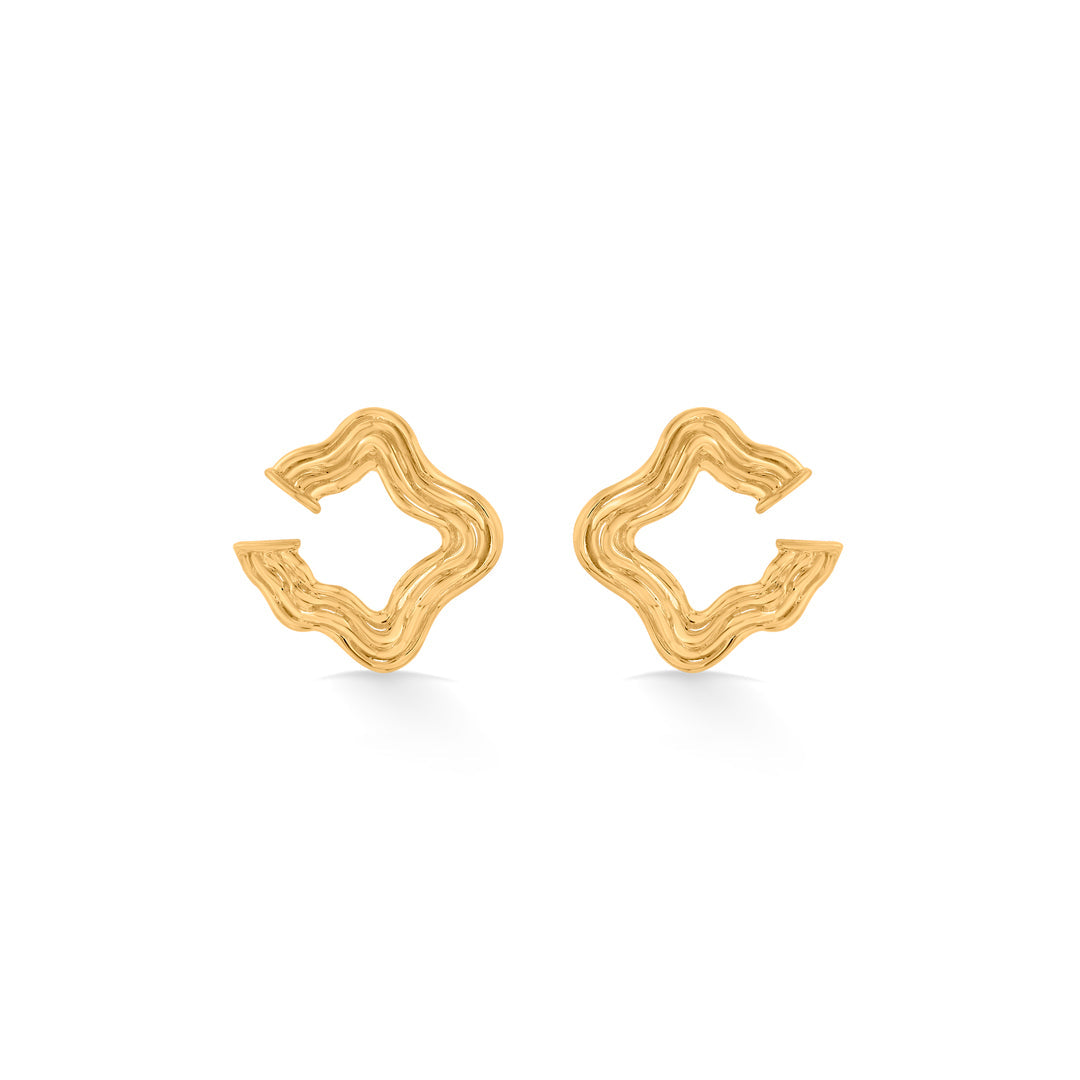 Star Ripple Gold Stud Earrings for Women
