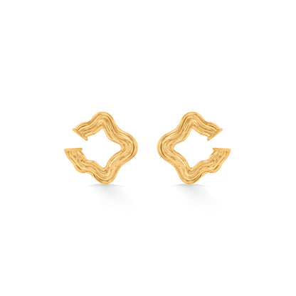 Star Ripple Gold Stud Earrings for Women