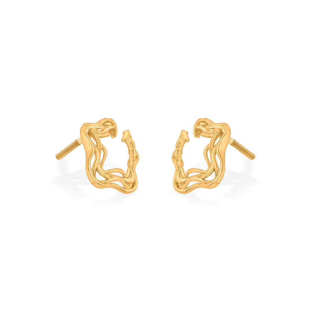Star Ripple Gold Stud Earrings for Women