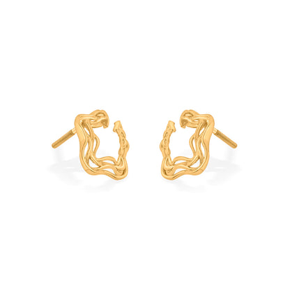 Star Ripple Gold Stud Earrings for Women