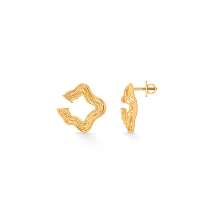 Star Ripple Gold Stud Earrings for Women
