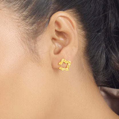 Star Ripple Gold Stud Earrings for Women