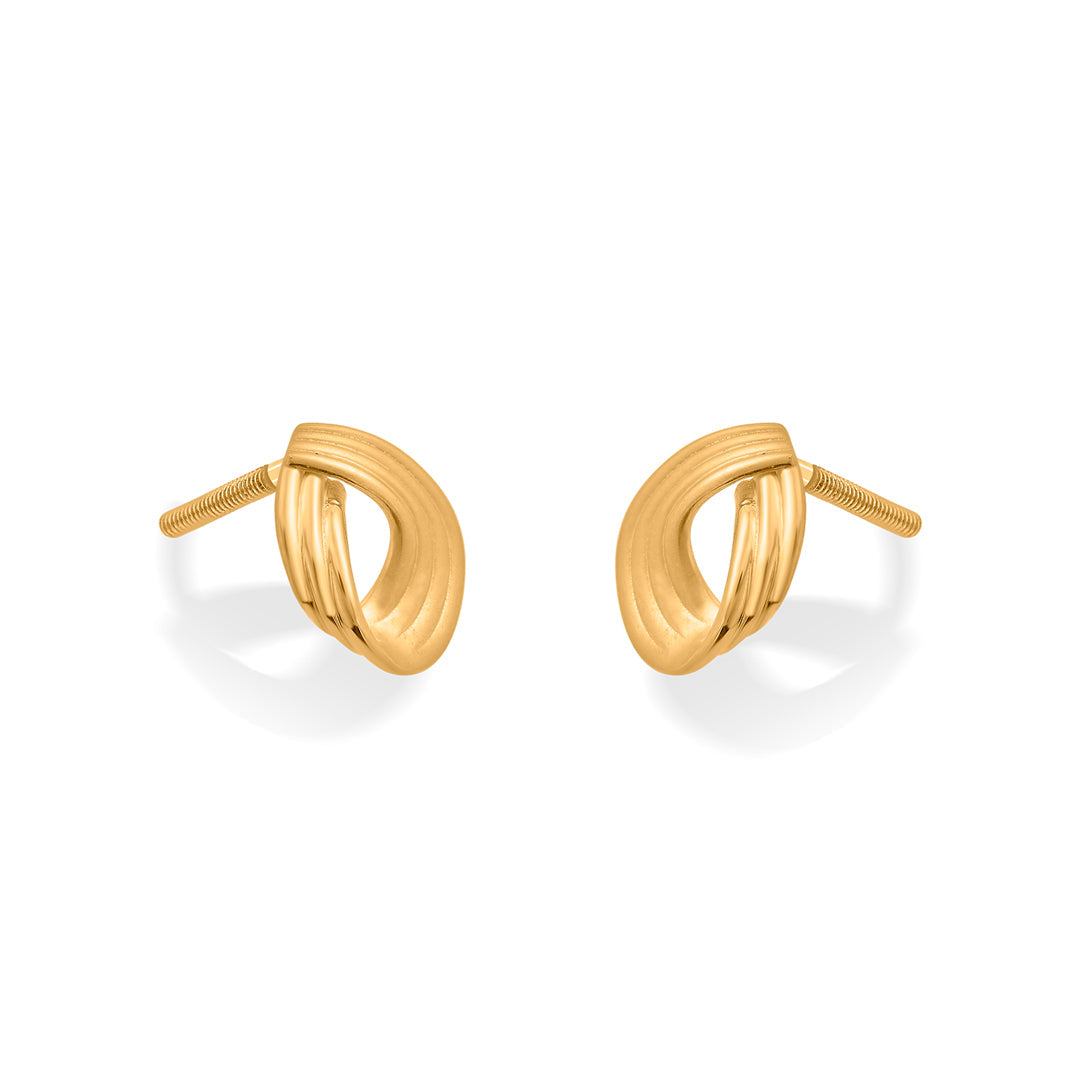Flow Spiral Gold Stud Earrings for Women